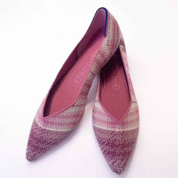 ROTHY'S NWOT Rare Breast Cancer Plaid Pointed Flats in Pink Size 11.5 - Picture 2 of 12